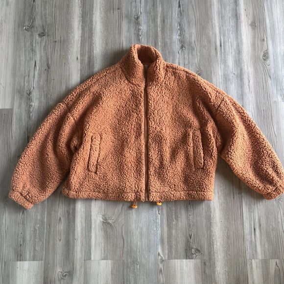 Urban Outfitters Willow Fleece Teddy Jacket Women's OrangeOversized Coat -Small - Picture 1 of 11